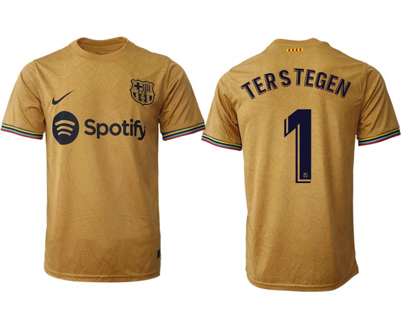 Men 2022-2023 Club Barcelona away aaa version yellow #1 Soccer Jersey